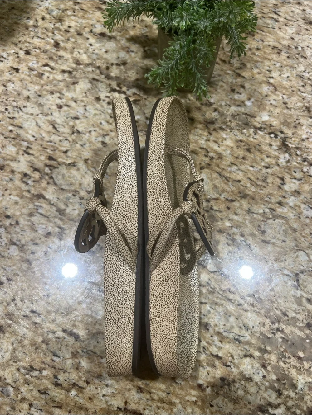 Tory Burch Stringray Cloud Miller Logo Thong Sandals